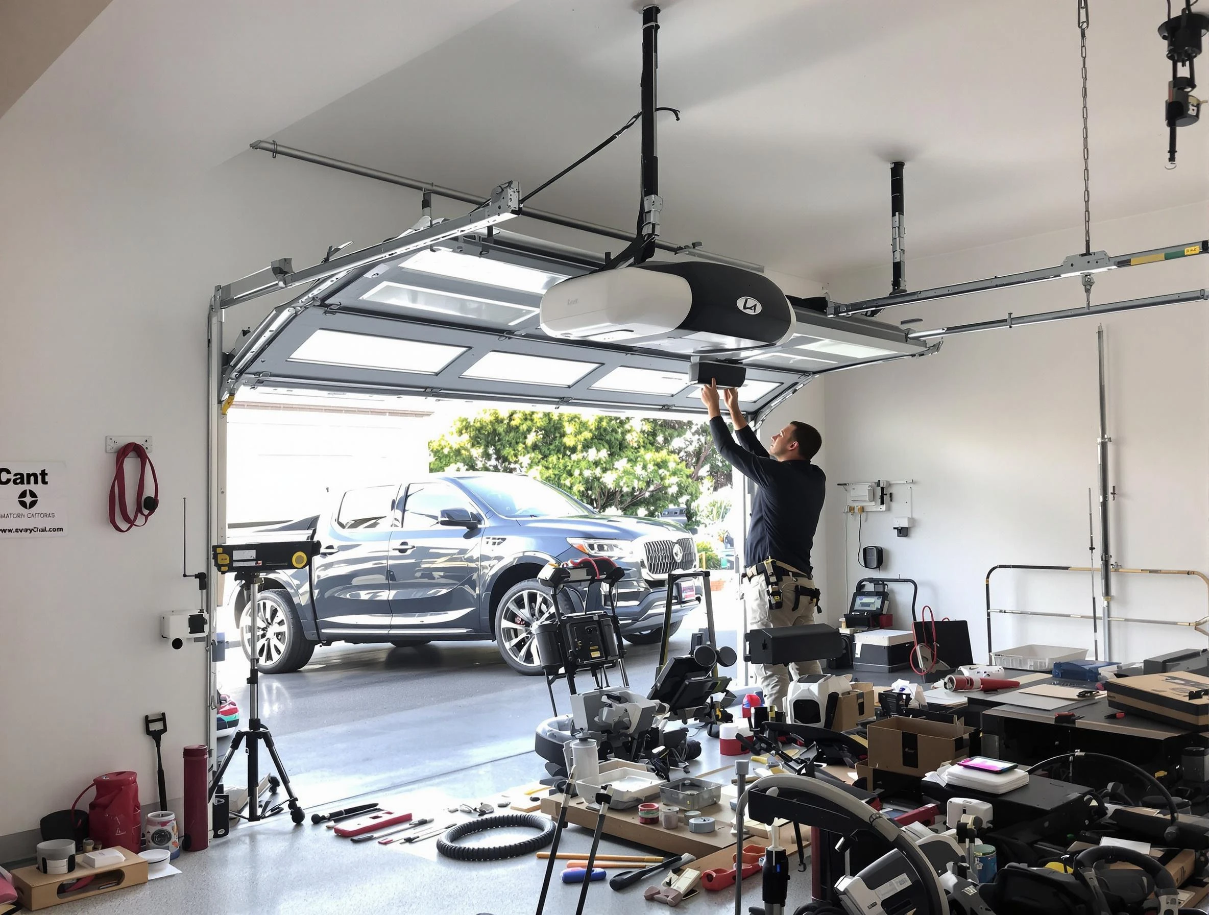 Pelham Garage Door Repair specialist installing smart garage door opener system in Pelham home