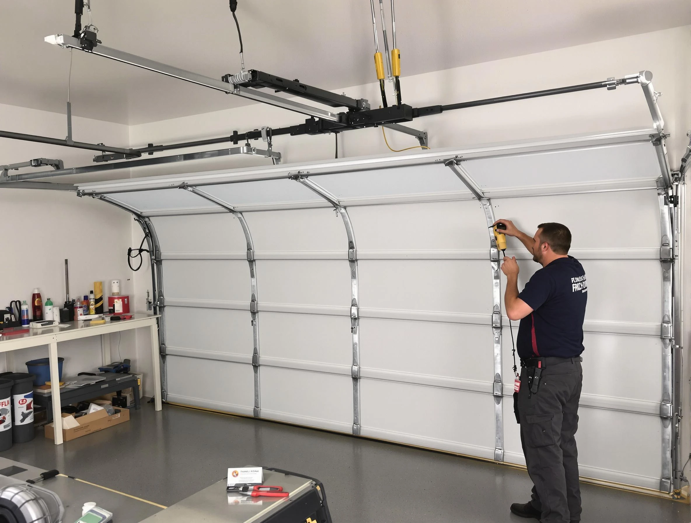 Pelham Garage Door Repair certified technician performing overhead door system repair in Pelham