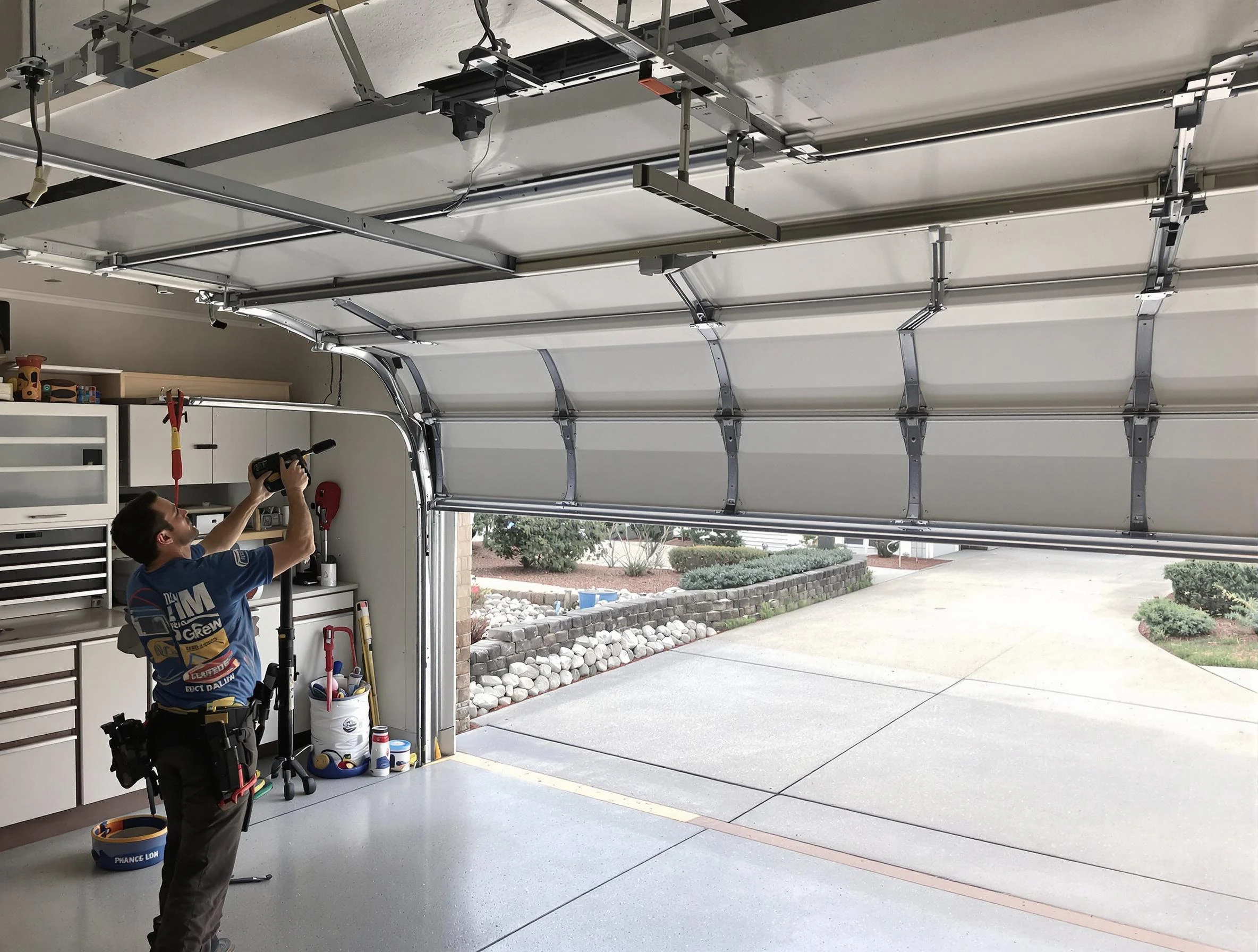 Garage door track repair service by Pelham Garage Door Repair in Pelham